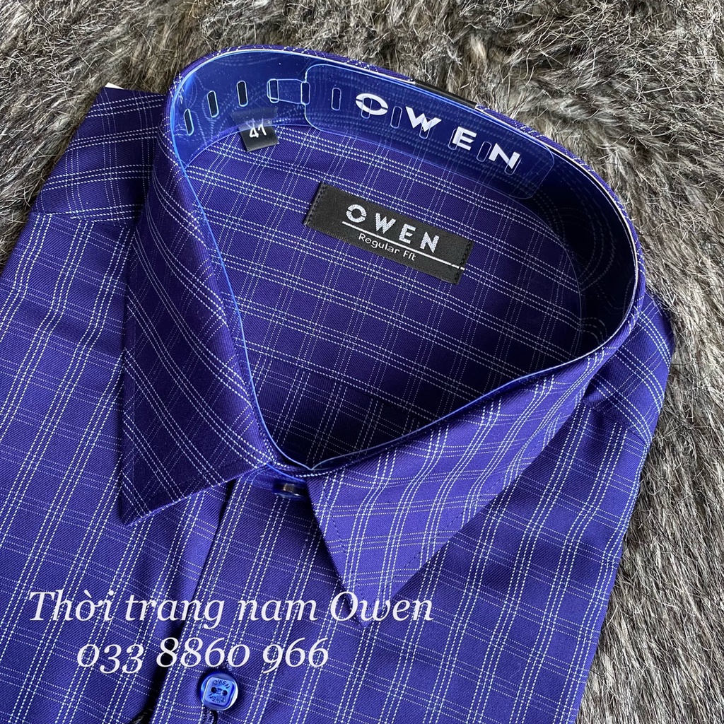 OWEN - Áo sơ mi dài tay Owen Regular fit vải sợi tre kẻ ô xanh 22747
