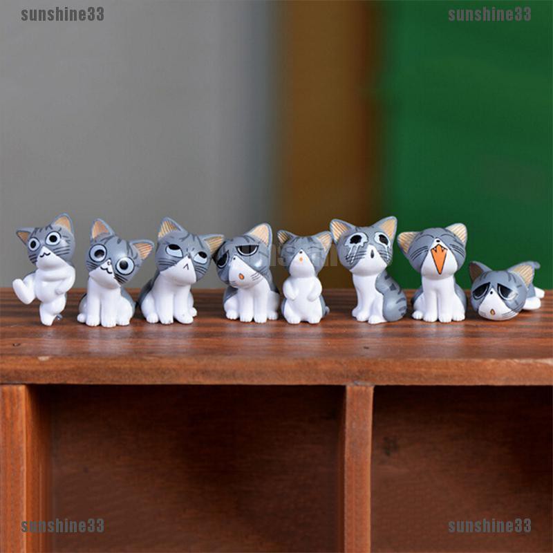 Set 8 Tượng Mèo Con Bằng Nhựa Resin Dễ Thương