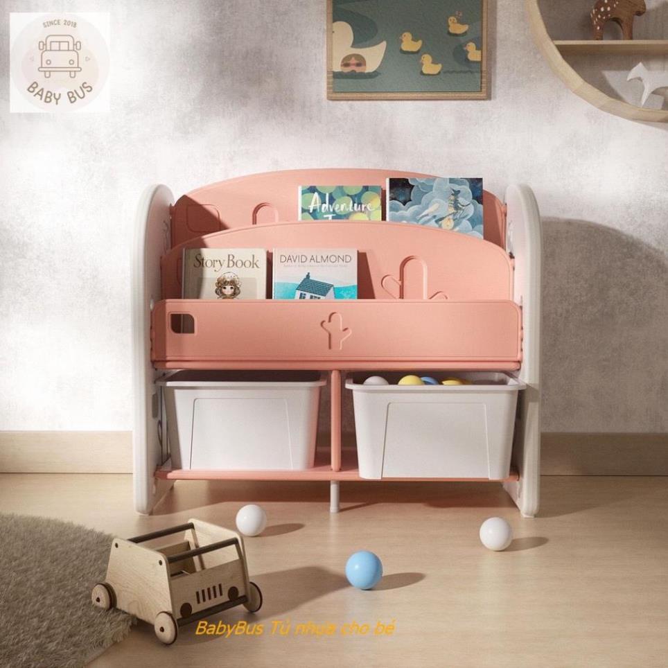 Kệ đồ chơi Baby Bus kèm giá sách trang trí phòng cho bé, kệ ghép giá sách hàng cao cấp