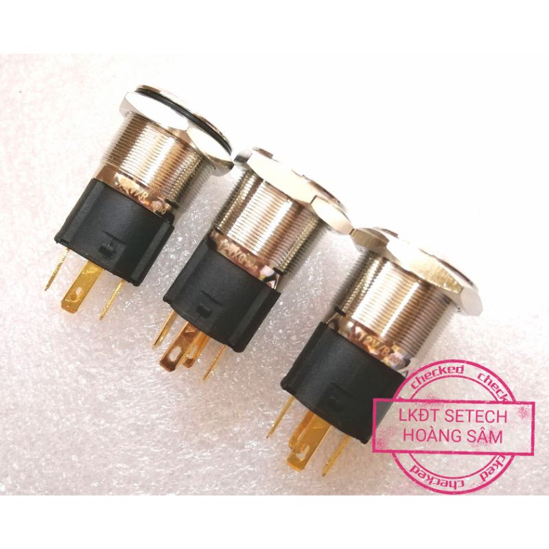 Nút kim loại nhấn giữ 16mm chống nước cao cấp có đèn báo nguồn 12V