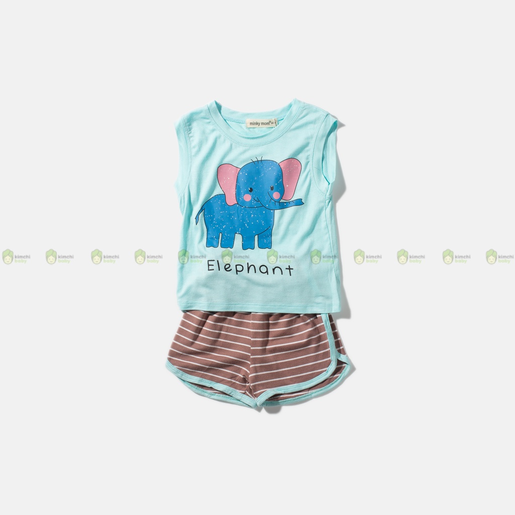Đồ Bộ Bé Gái, Bé Trai Minky Mom Vải Thun Lạnh Hoạ Tiết Cá Heo Trắng Quần Kẻ, Bộ Ba Lỗ Cho Bé Mặc Hè MKM3LO2212