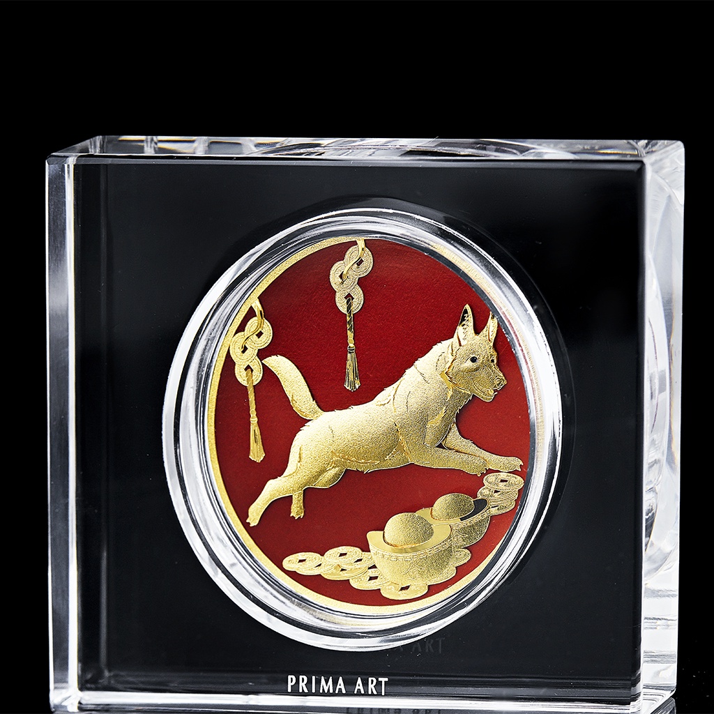 Quà Tặng Vàng 24K PRIMA ART - Tuất may mắn - Size 10x12cm - DGS-0029-04