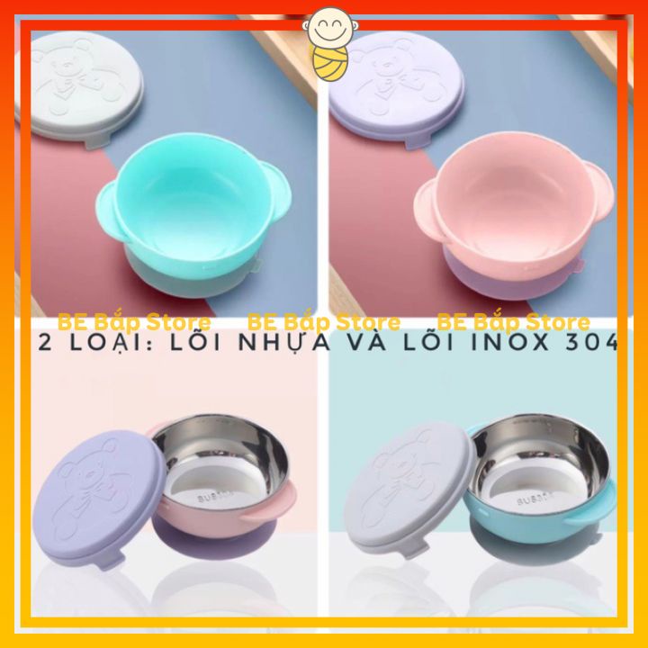 ⚡BÁN LỖ XIN ĐÁNH GIÁ 5 SAO⚡ Bát Ăn Dặm Chống Đổ Đế Hút Chân Không, Hàng Cao Cấp Inox 304 Có Nắp Đậy Cho Bé