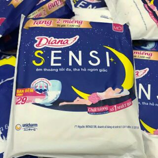 20 miếng BVS Diana SENSI ban đêm có cánh 29cm (10 gói)