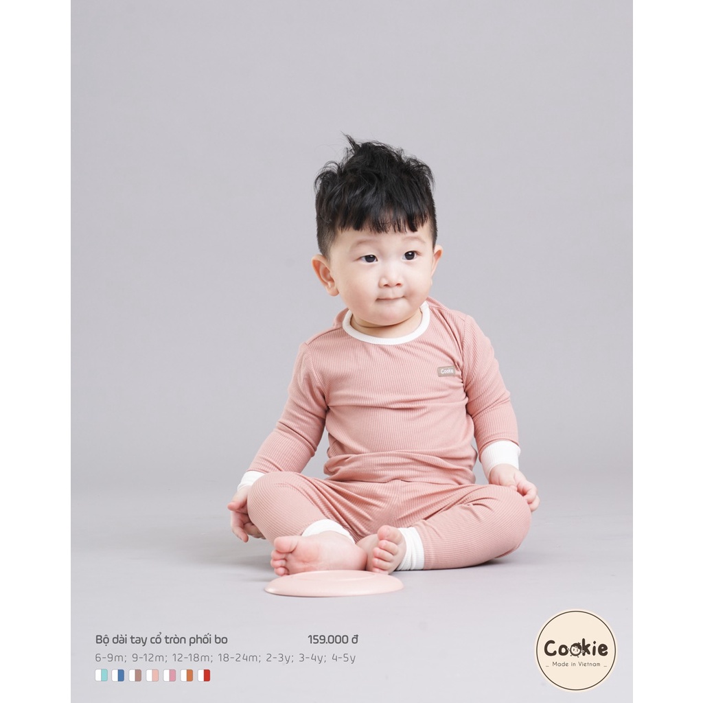 COOKIE - Bộ dài tay cổ tròn phối bo cho bé trai/bé gái