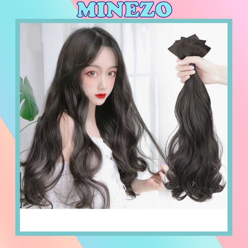 Set 3 dải tóc giả nữ Minezo kẹp xoăn sóng cao cấp làm dày tóc TG16