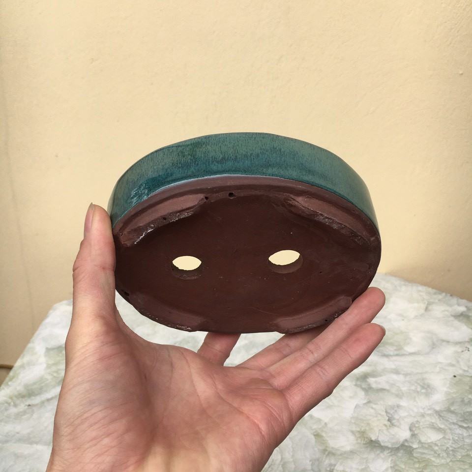 Chậu bonsai Oval mini men hỏa biến gốm Bát tràng 1 size BM-119