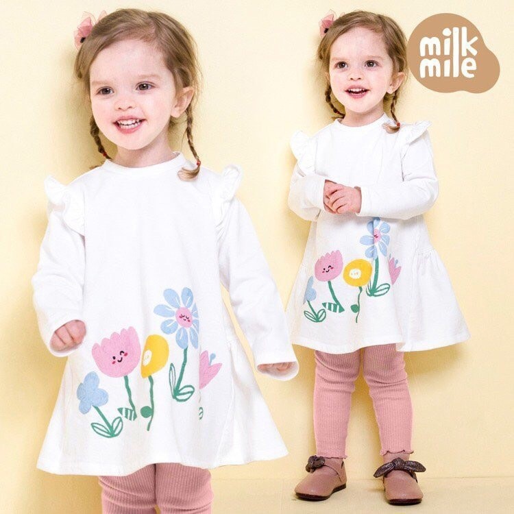 Set váy hoa vai bèo + legging 2 màu
