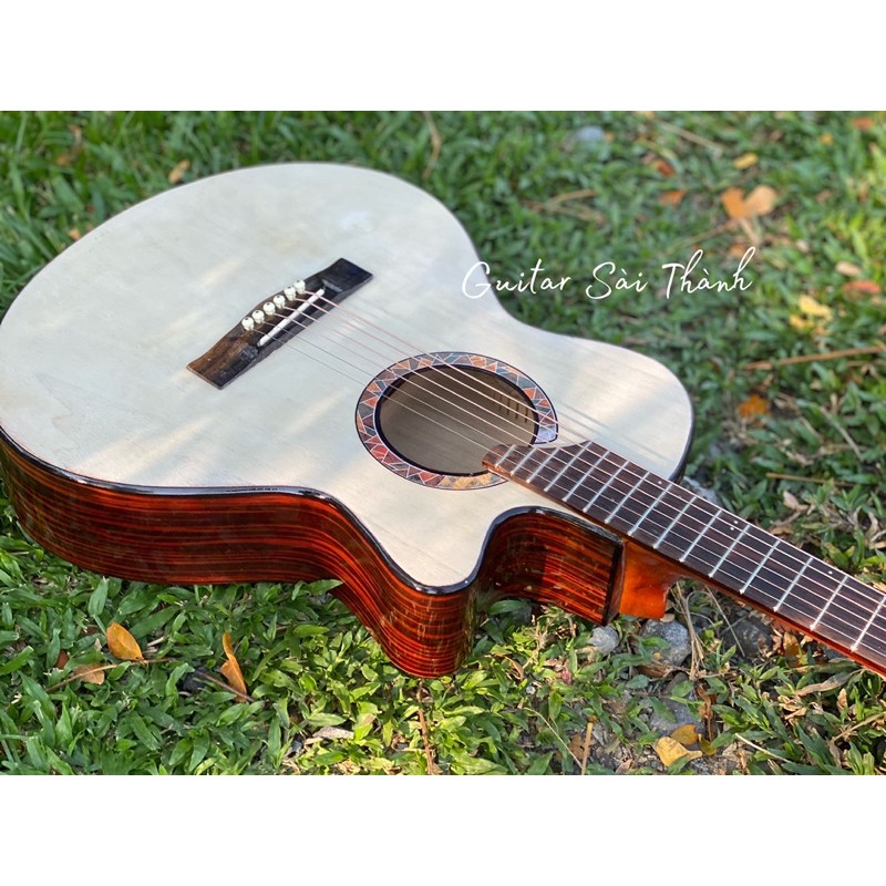 Đàn Guitar Acoustic ST.Real Guitar Sài Thành Mã X1 gỗ POLYWOOD EBONY vân gỗ thật kích thước full size