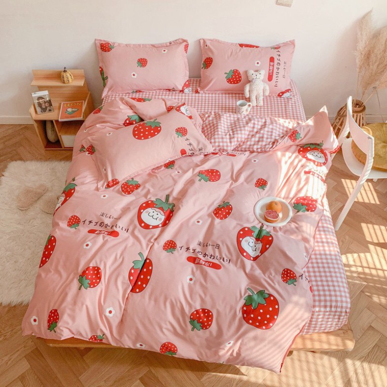 Bộ cotton poly, set cottong poly Dâu Tây nhập khẩu