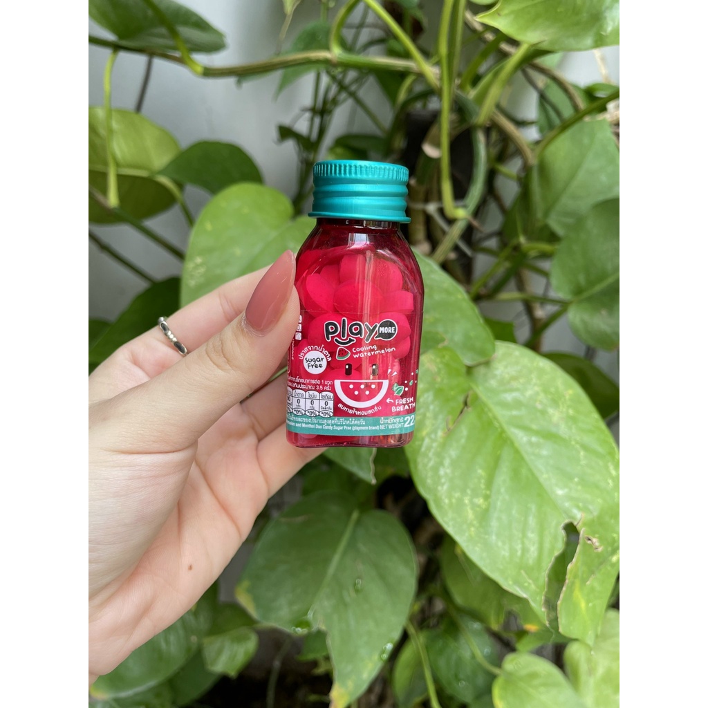 Kẹo The Không Đường Hương Dưa Hấu PLAY MORE Cooling Watermelon (Lọ 22g)