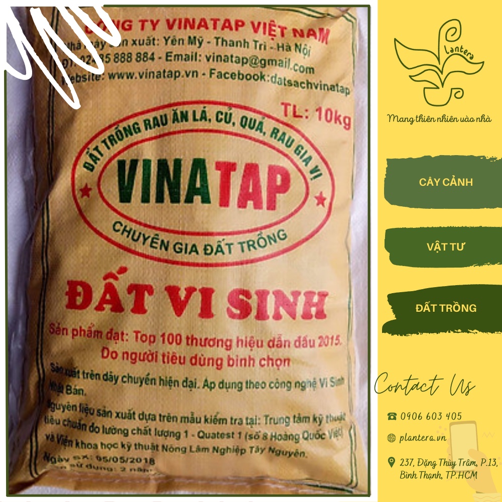 Đất Trộn Vi Sinh Trồng Rau Vinatap 10Kg - Đất Sạch - Đất Trồng Rau