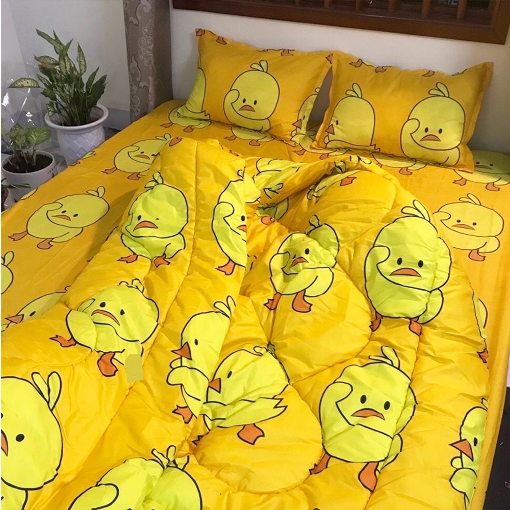 [CHĂN PHAO] Bộ Chăn Phao Ga Gối 5 Món poly cotton [Loại Đẹp] [ 1 Chăn phao + 1 Ga chun + 2 Vỏ gối nằm + 1 Vỏ gối ôm ]