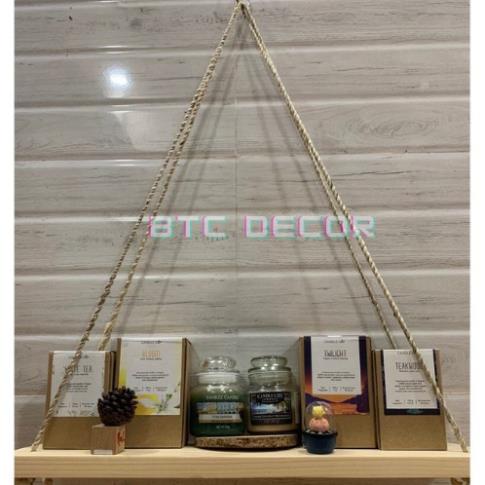 Kệ Gỗ Thông Treo Tường Dây Thừng - Giá Treo Kèm Dây Phong Cách Hàn Quốc - Nhẹ, Nhỏ Gọn - Bảo Hành 6 Tháng Hana Shop