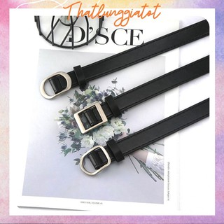 Thắt lưng nữ mặt vuông tròn Ulzzang, không lỗ bản 2.3cm (hỗ trợ cắt dây nịt) TL086 - Thắt Lưng Giá Tốt