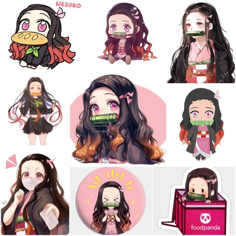 10-50 hình dán Stickers Nezuko Kamado Kimetsu No Yaiba decal