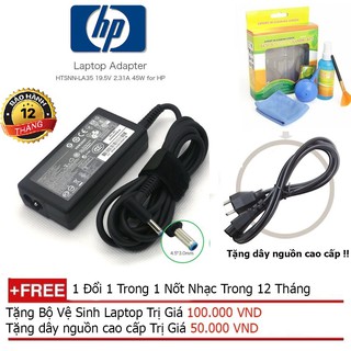 SẠC LAPTOP HP envy 19.5V-2.31A Chân kim nhỏ + Tặng dây nguồn dài 1.8m, bộ vệ sinh laptop