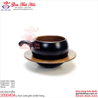 Ly tách cafe men đen lòng gốm