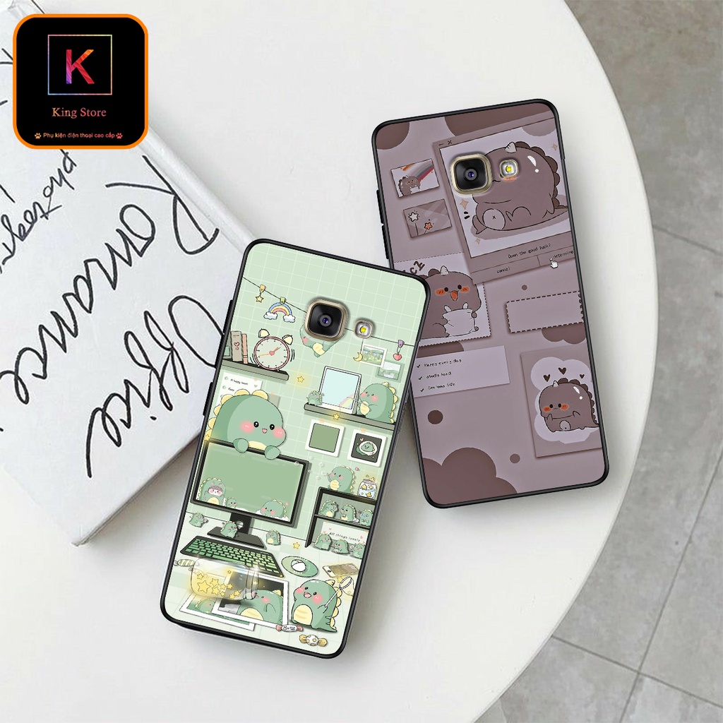 Ốp lưng Samsung A7 2016 - A5 2016 - A3 2016 - Ốp in hình khủng long DinoCute - Lưng nhám viền TPU