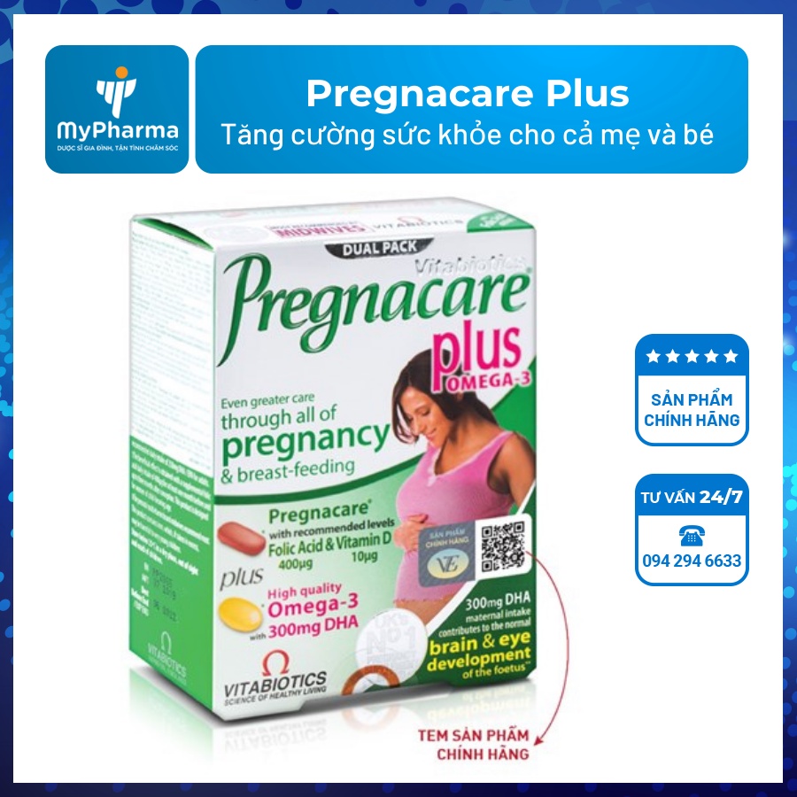 Pregnacare Plus – Tăng cường sức khỏe cho mẹ, bé phát triển toàn diện, chính hãng từ Vitabiotics Anh quốc