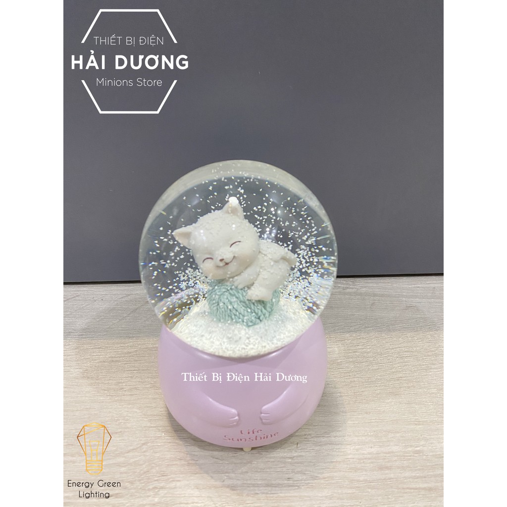 Quả cầu tuyết phát nhạc hình chú mèo dễ thương