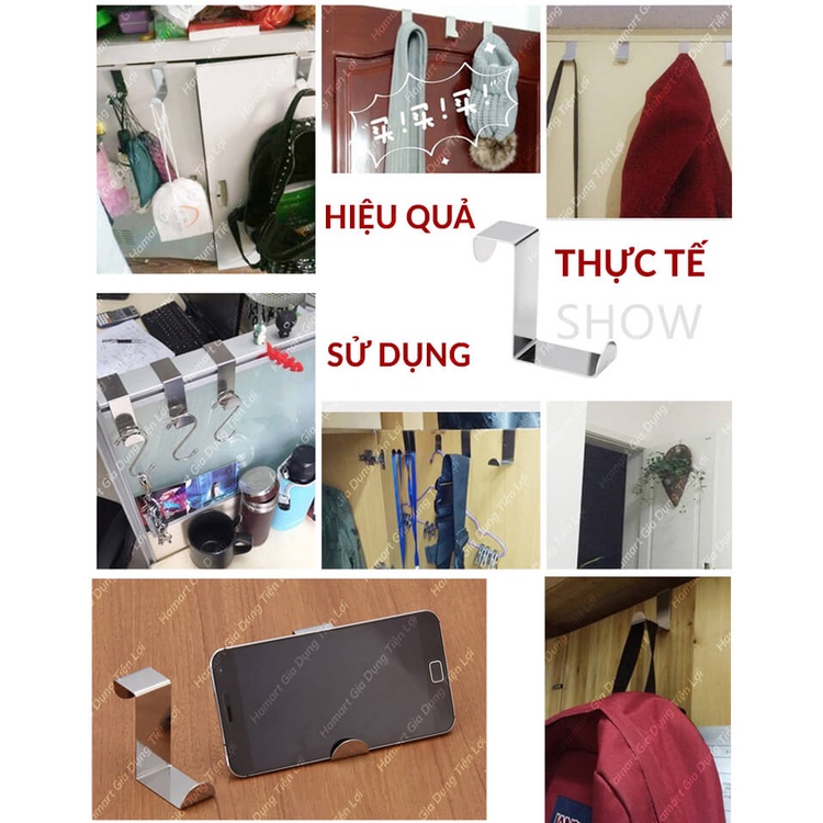 Móc Treo Gắn Cánh Cửa Tủ INOX 304 Treo Đồ Phòng Bếp Đa Năng Gắn Tủ Tiện Lợi