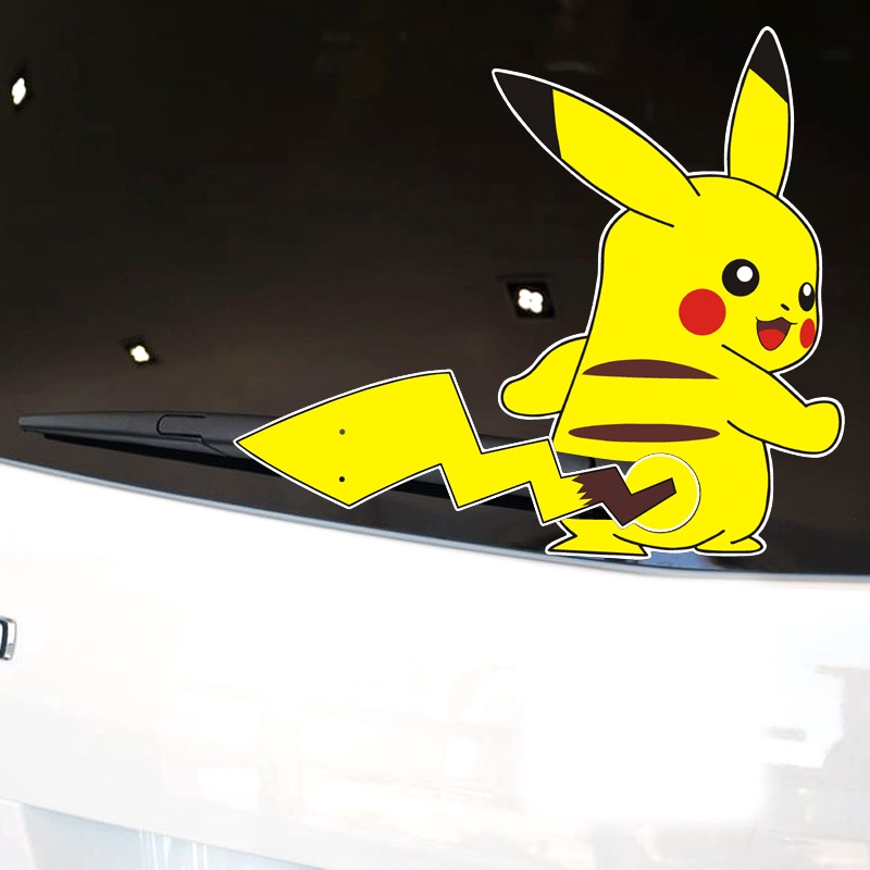 Miếng Dán Phản Quang Họa Tiết Pikachu Vui Nhộn Trang Trí Kính Chắn Gió Xe Hơi