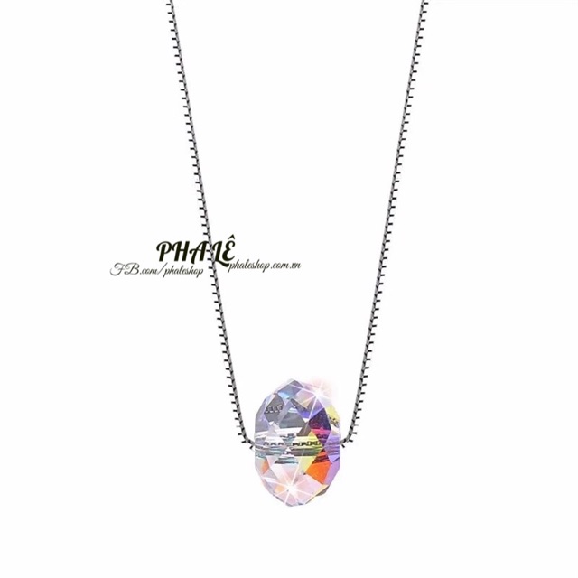 Dây Chuyền Bạc S925 Thiết Kế Với Pha Lê Swarovski Tròn Dẹp