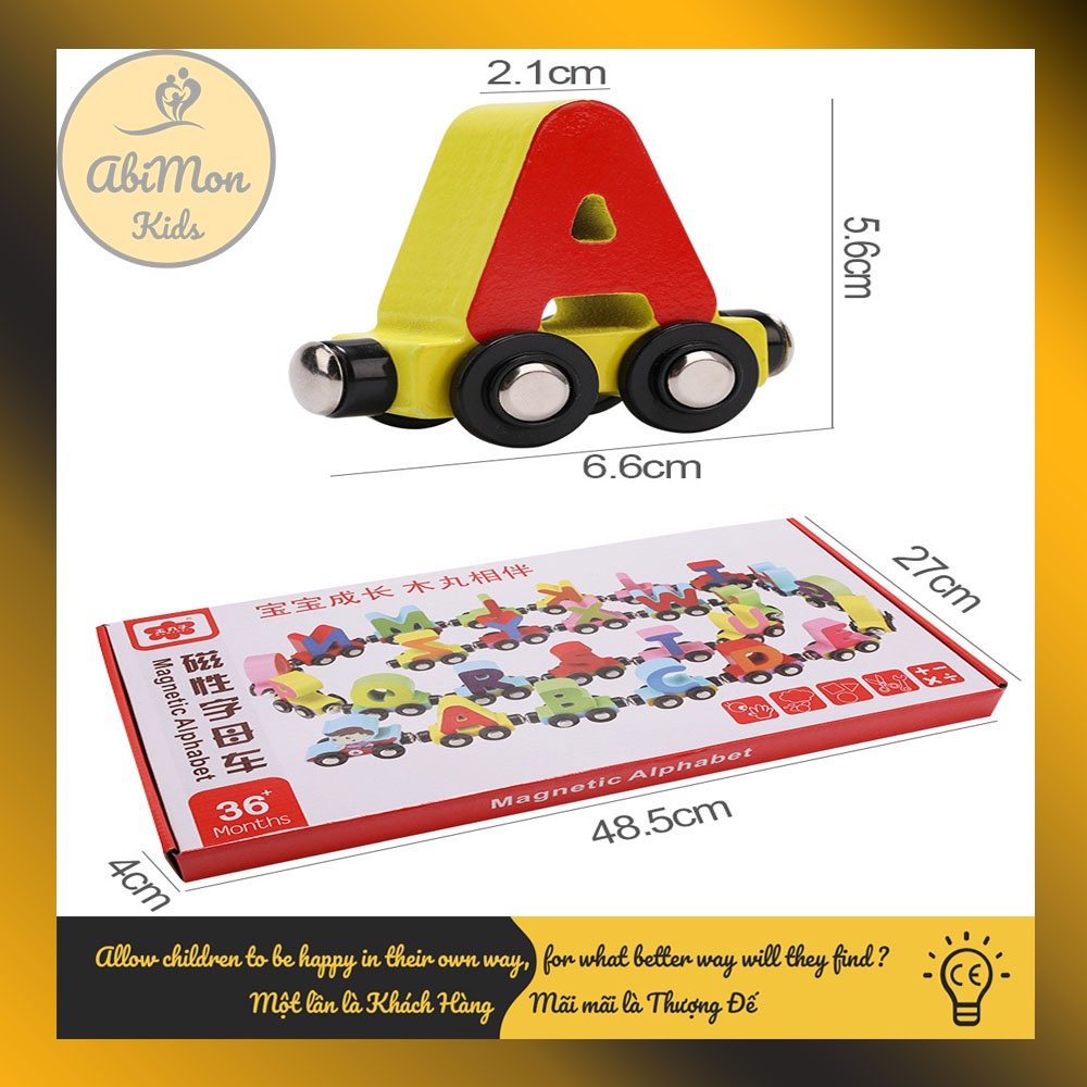 Đoàn Tàu Nam Châm Bằng Gỗ Cho Bé (bảng chữ cái) ☘️ Montessori cao cấp ✨ Đồ chơi Giáo Dục - An toàn - Thông minh