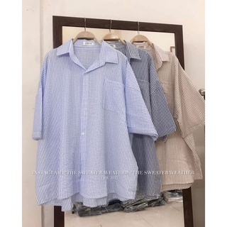 SƠ MI SỌC VẢI XỐP OVERSIZE