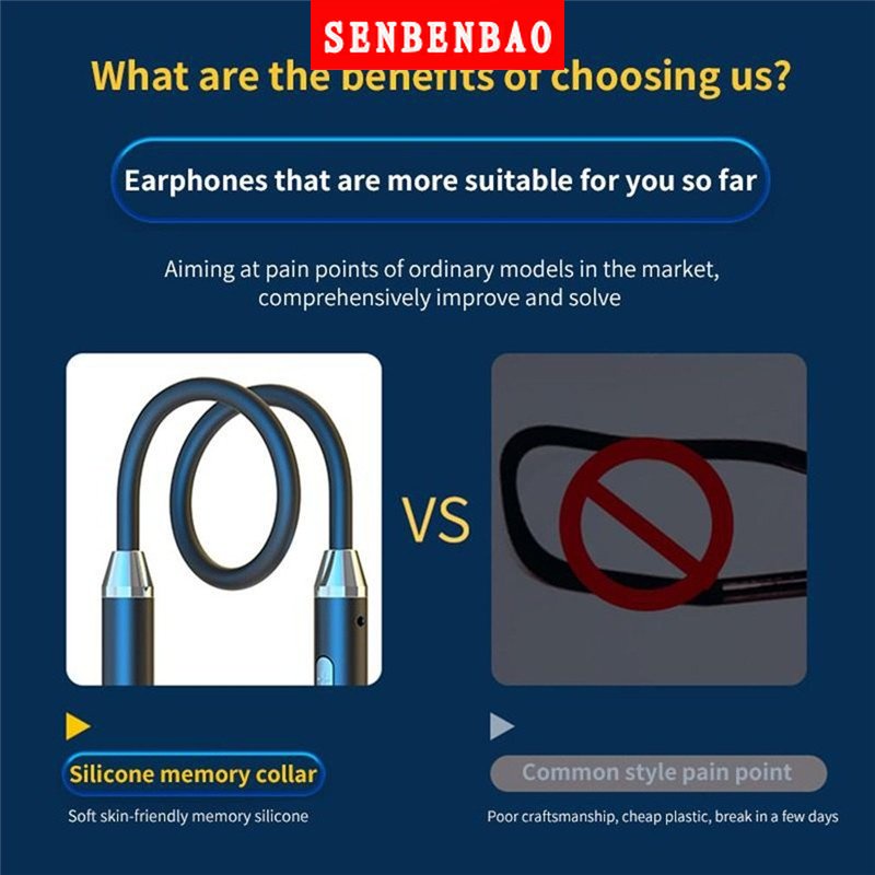 Tai Nghe Bluetooth 5.0 Không Dây Đeo Cổ Thể Thao SENBENBAO BT63 TWS