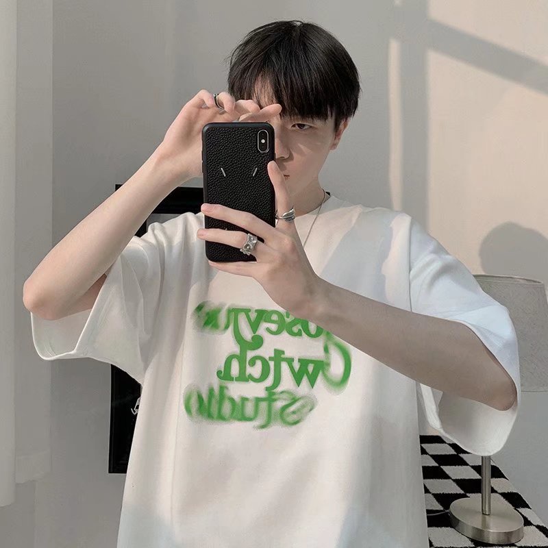 Áo Thun Dáng Rộng In Chữ Phong Cách Hip Hop Đường Phố Hàn Quốc Thời Trang Mùa Hè Cho Nam