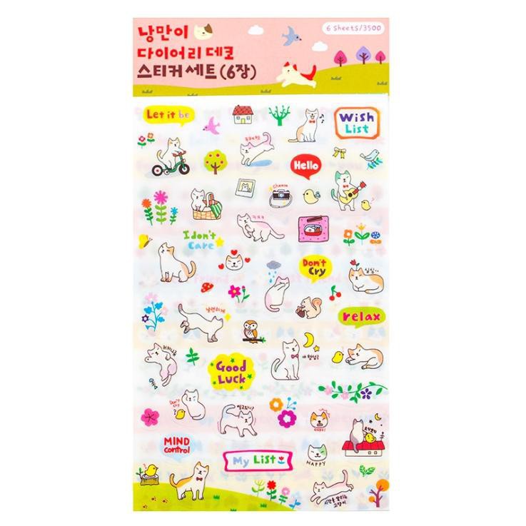 🍉Set 6 vỉ sticker mèo trang trí ngộ nghĩnh DUASHOP