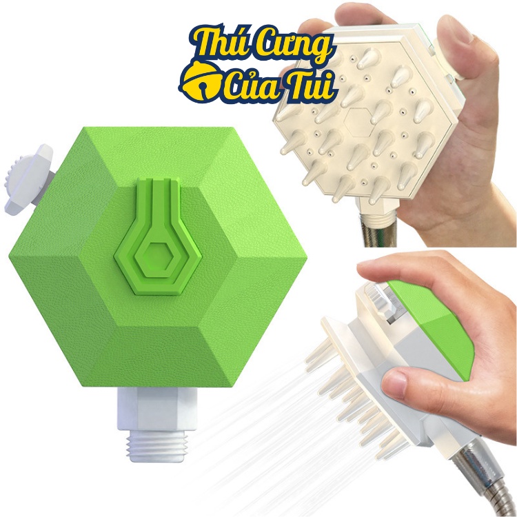 Bàn chải tắm massage cho thú cưng chó mèo gắn vòi nước 2in1 - Thú Cưng Của Tui