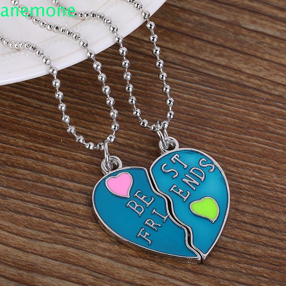 Set 2 Vòng cổ Đôi Mặt Ghép Hình Trái Tim Dành Cho Bạn Thân Nam Nữ