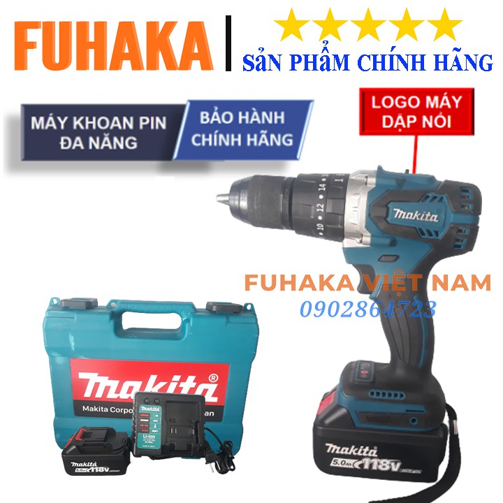 (LOẠI I) máy khoan pin MAKITA 118V - khoan tường, bắt vít - đầu 13ly