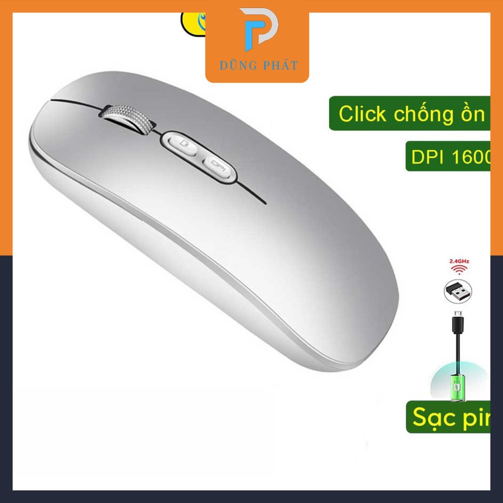 Chuột không dây HXSJ M103 wireless tự sạc pin siêu mỏng không gây tiếng ồn chuyên dùng cho Máy tính, pc, Laptop, Tivi