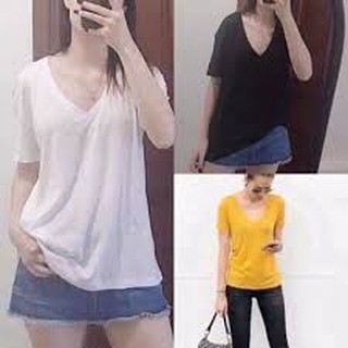 Áo phông giấy cộc tay cổ tim