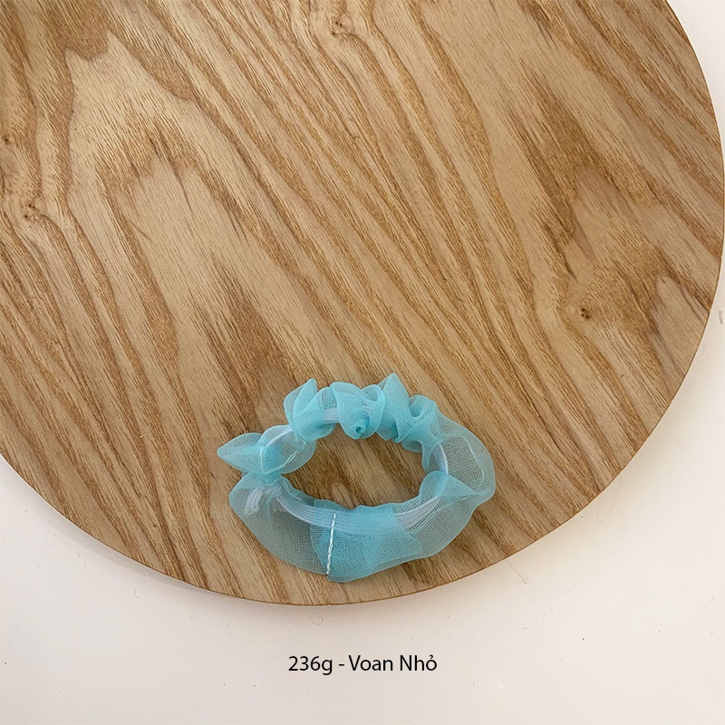 (0236) Dây Chun Scrunchies Và Kẹp Tóc Xanh Dương