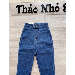 Quần jean lưng cao núc bấm
