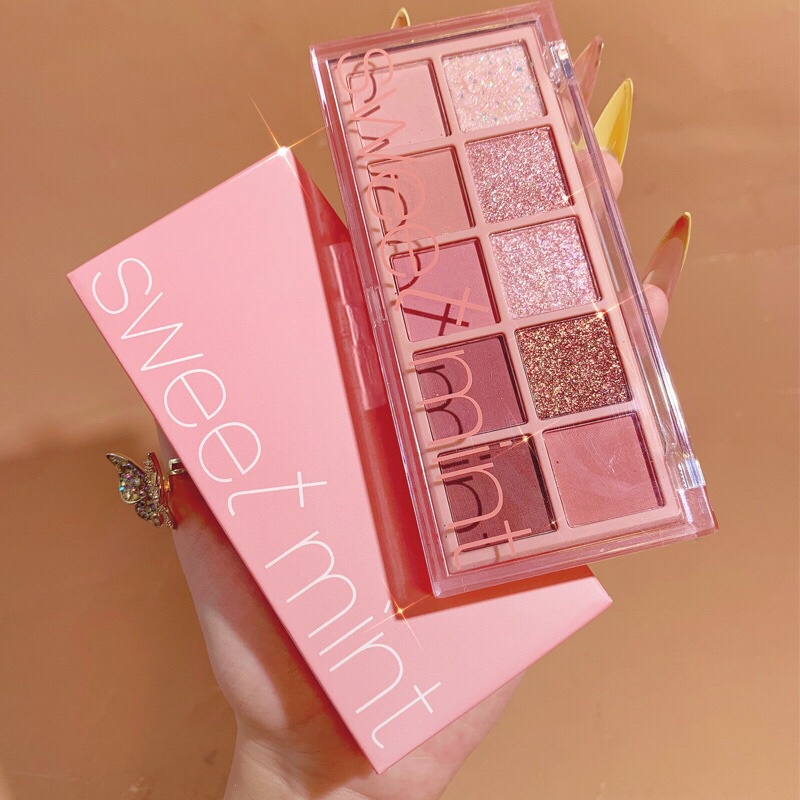 Bảng phấn mắt nhũ lì 10 ô Sweet Mint Chữ T Lệch Sena Beauty