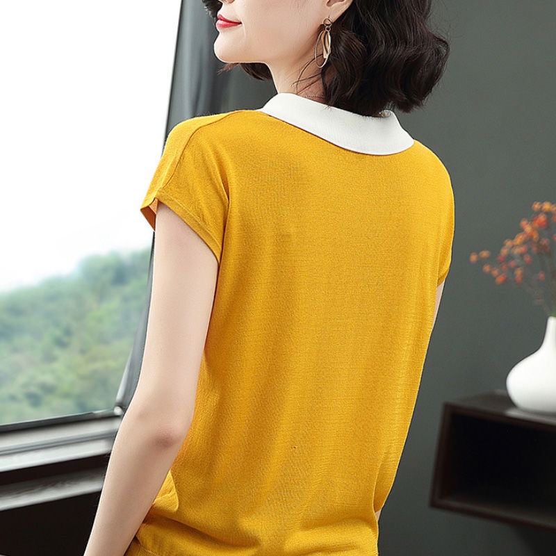 Áo thun tay ngắn dáng rộng thời trang mùa hè cho phụ nữ trung niên