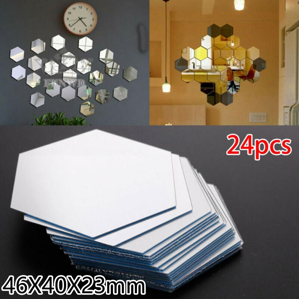 [Funny-]Stickers Mirror Bedroom Tile Tiles Wall Mosaic Self Acrylic Art Decals