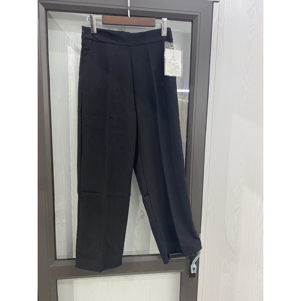 Quần baggy Đen suông  co giãn nhẹ khóa hông