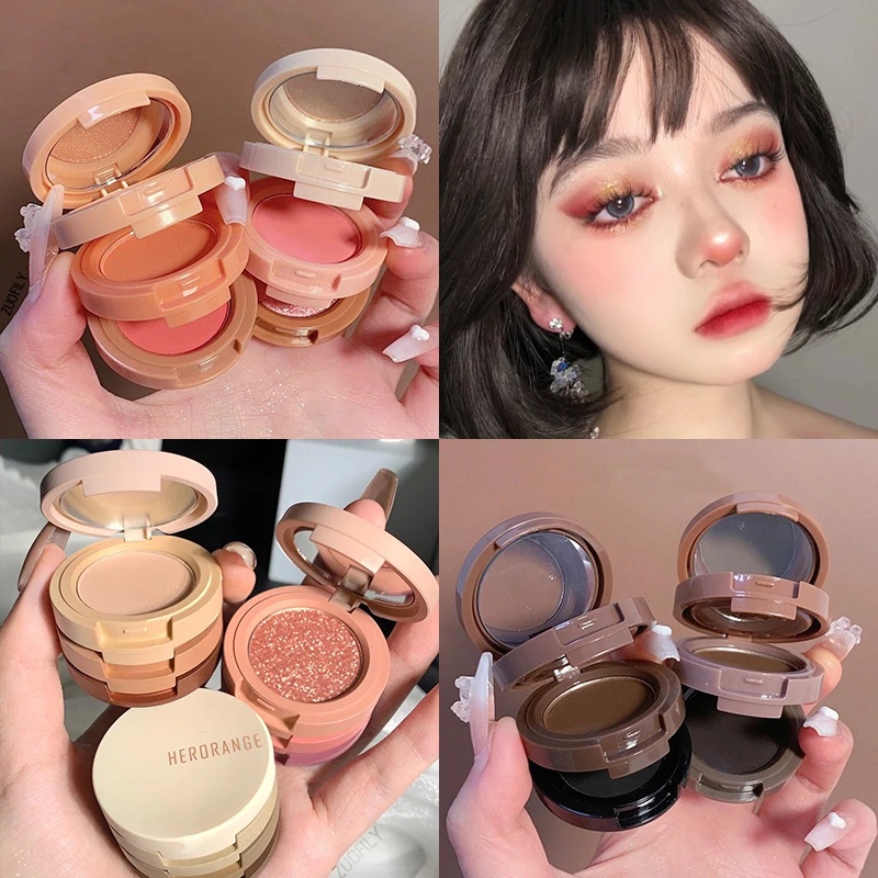 Bảng Phấn Bắt Sáng/Má Hồng 3 Trong 1 Màu Lì/Nhũ Ngọc Trai Kháng Nước Lâu Trôi