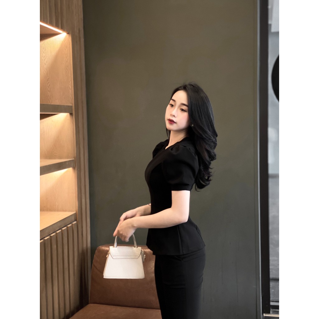 Áo Mini Moon đen tôn eo tay bồng nhẹ by Chansee | BigBuy360 - bigbuy360.vn
