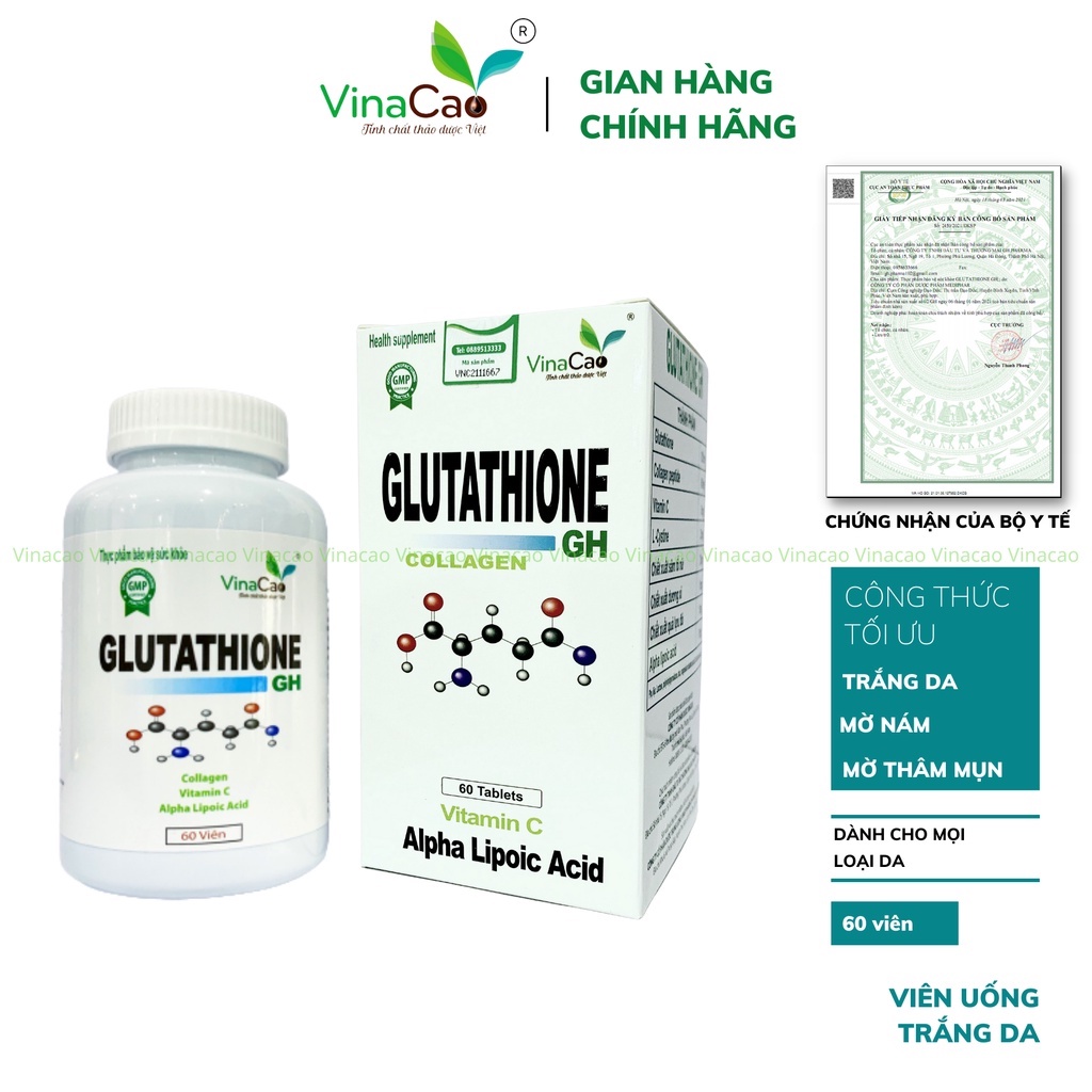 Viên uống trắng da Glutathione Collagen GH làm trắng da, ngăn ngừa lão hóa