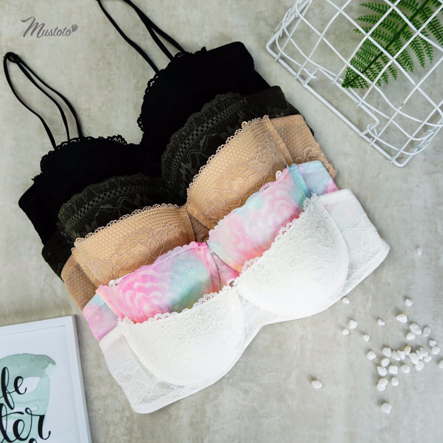 [ÁO THÁO DÂY] Áo Lót Ren Mút Mỏng 1cm Cúp Ngang Bra Confetti (Mustoto MA25) | BigBuy360 - bigbuy360.vn