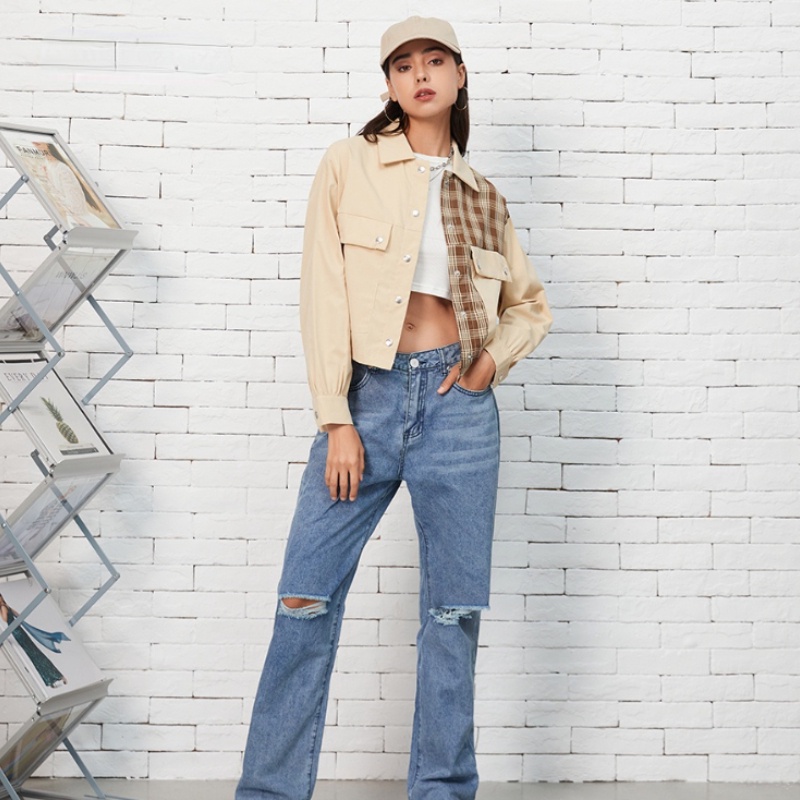 IELGY  Áo Khoác Ngắn Dáng Rộng Cài Một Hàng Nút Thời Trang Cho Nữ