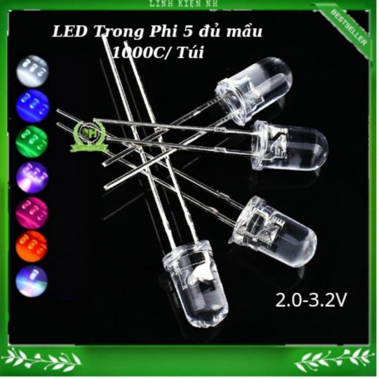 Gói 1000C LED Trong phi 5 Đủ Màu 2.0-3.2V DC Loại Tốt